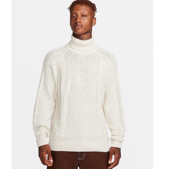 Nike Other - Nike Life Men's Cream Cable Knit Turtleneck Sweater Size Small - FB7770-072
